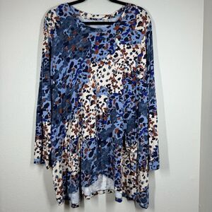 LOGO by Lori Goldstein Tunic Top Shavonne Rayon Printed Knit Asymmetric Size 2X